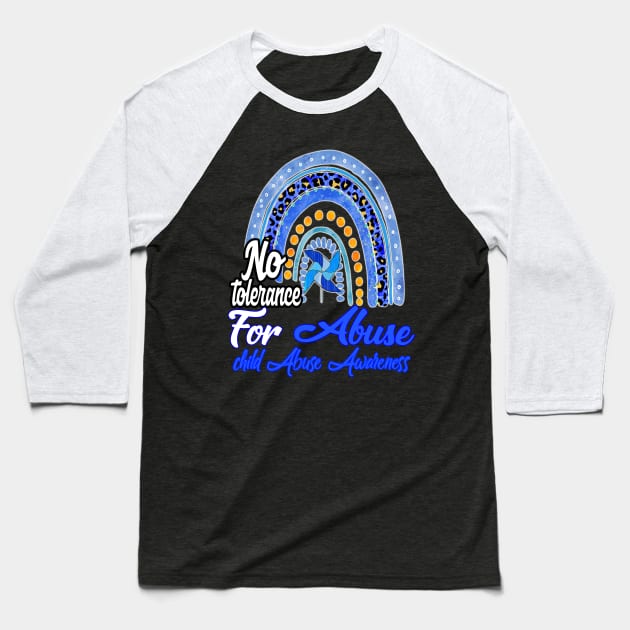 No Tolerance For Abuse Child Abuse Prevention Awareness Month Baseball T-Shirt by lame creative